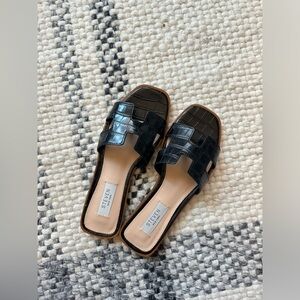 Harlien Black Croc Slides Steven